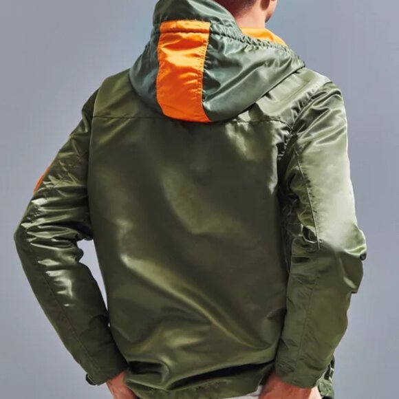 ALPHA INDUSTRIES SEAFARER anorak Sz S SAGE & ORANGE REMOVE B4 FLIGHT HIGH END !! - Picture 5 of 16